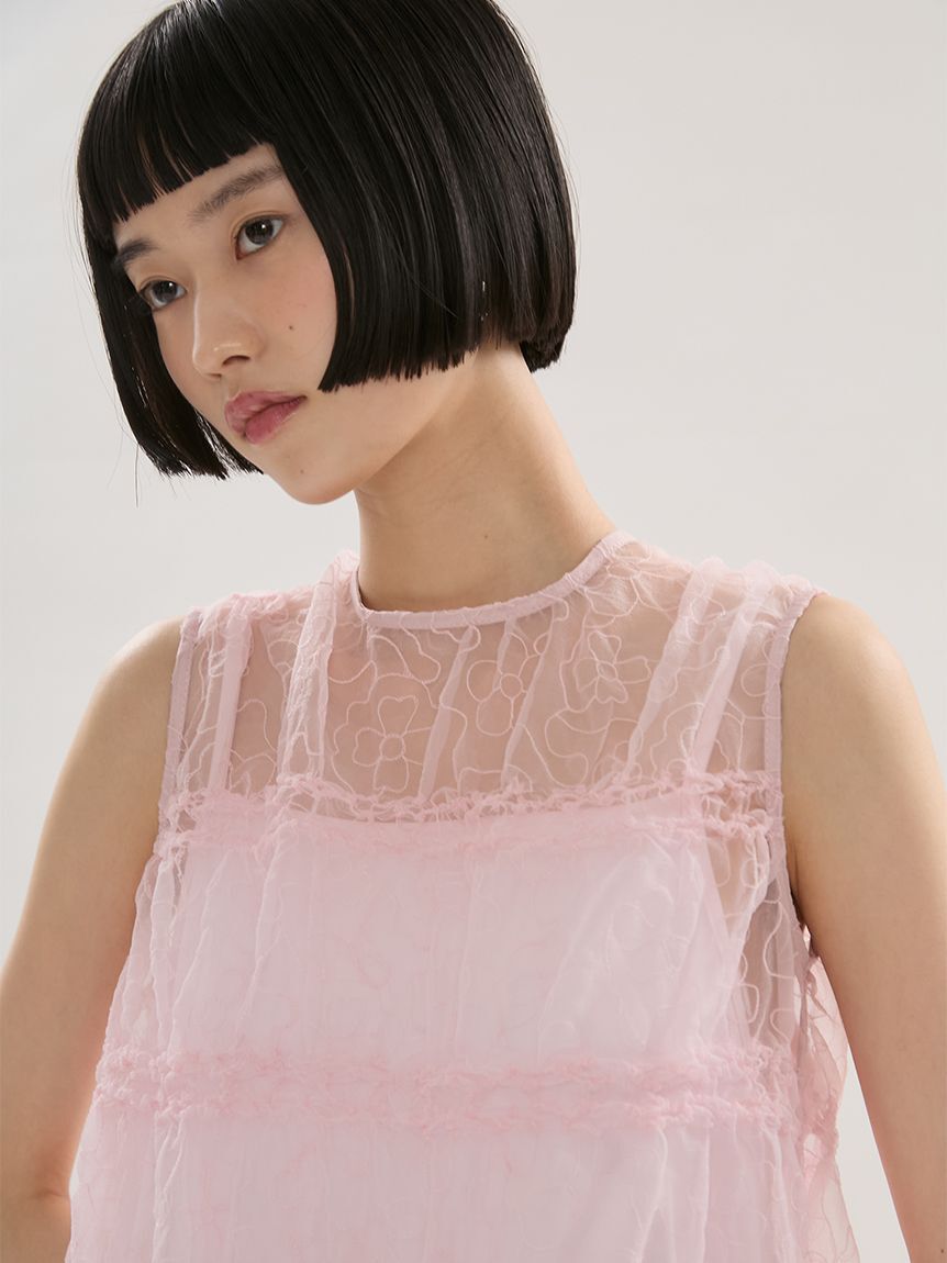 emmi atelier「フラワーエンブロイダリーワンピース【セットアップ対応】/ハンドウォッシャブル」|ワンピース|