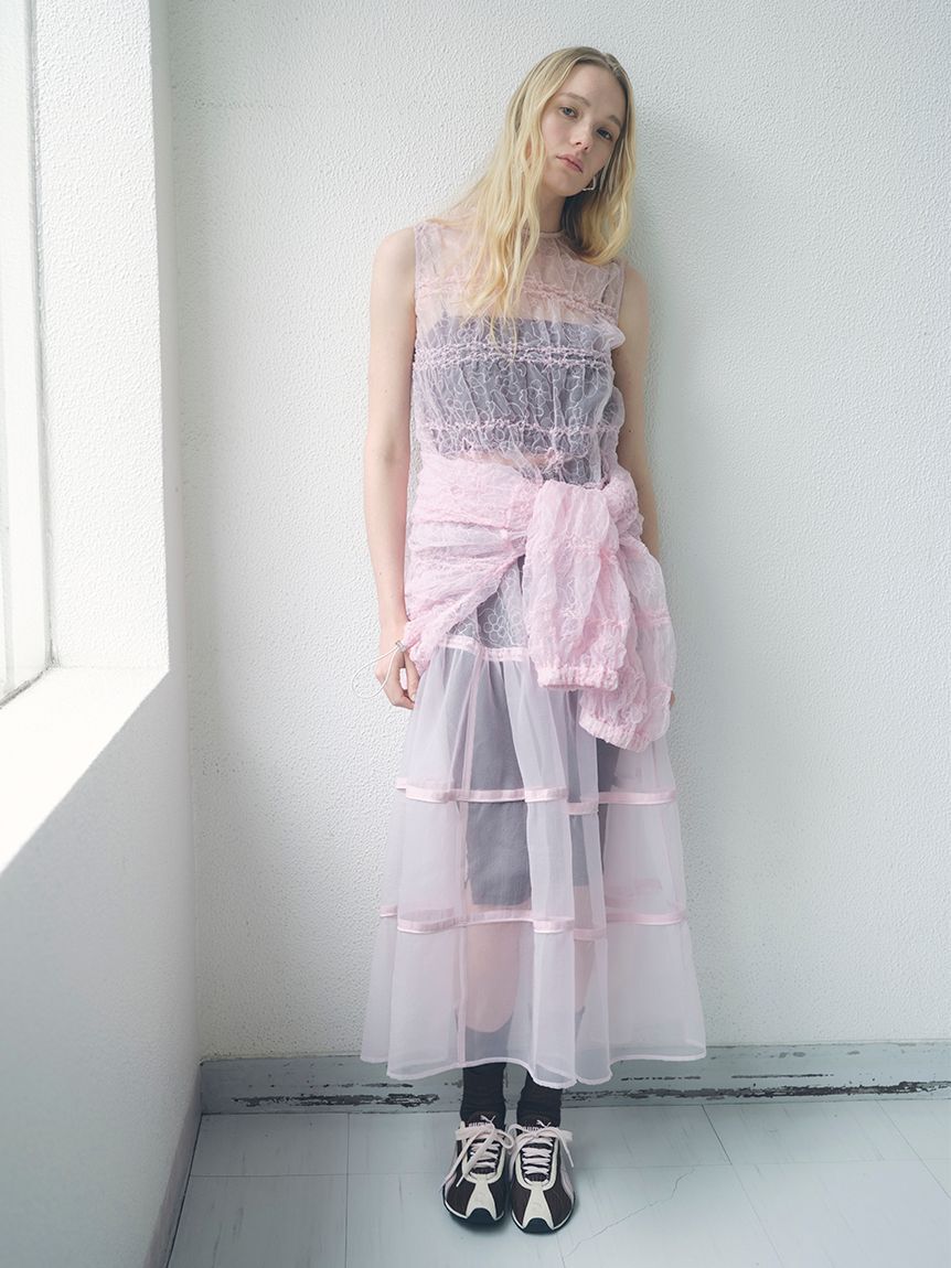 emmi atelier「フラワーエンブロイダリーワンピース【セットアップ対応】/ハンドウォッシャブル」|ワンピース|PNK