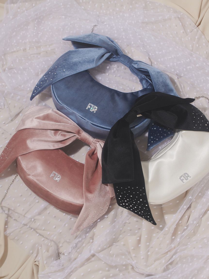 FURFUR「【WEB限定】クリスタルロゴベロアリボンバッグ」|トートバッグ|