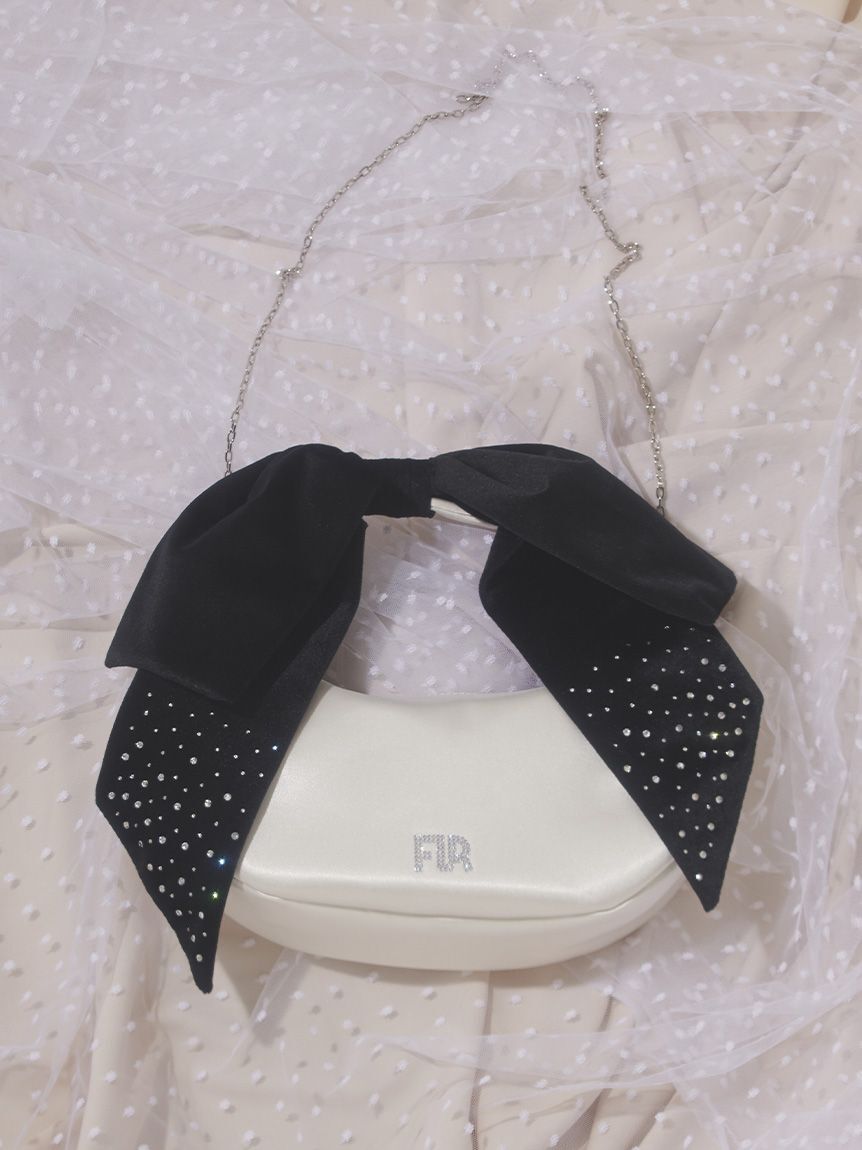 FURFUR「【WEB限定】クリスタルロゴベロアリボンバッグ」|トートバッグ|