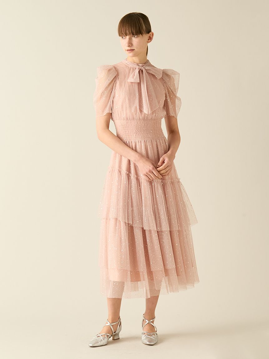FURFUR「【限定サイズ】ハーフスリーブラメチュールドレス」|ドレス|