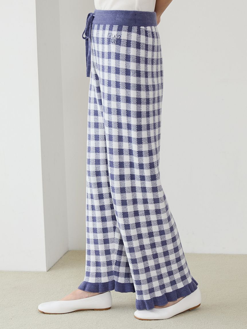 gelato pique「リブカーディガン&チェックロングパンツセット」|ルームウェア|