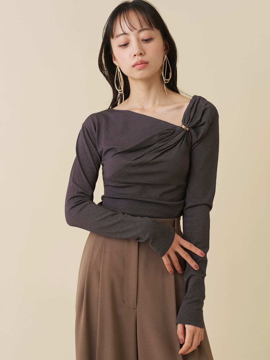 SNIDEL「デザインメタルドレープニットプルオーバー」|ニット・セーター|