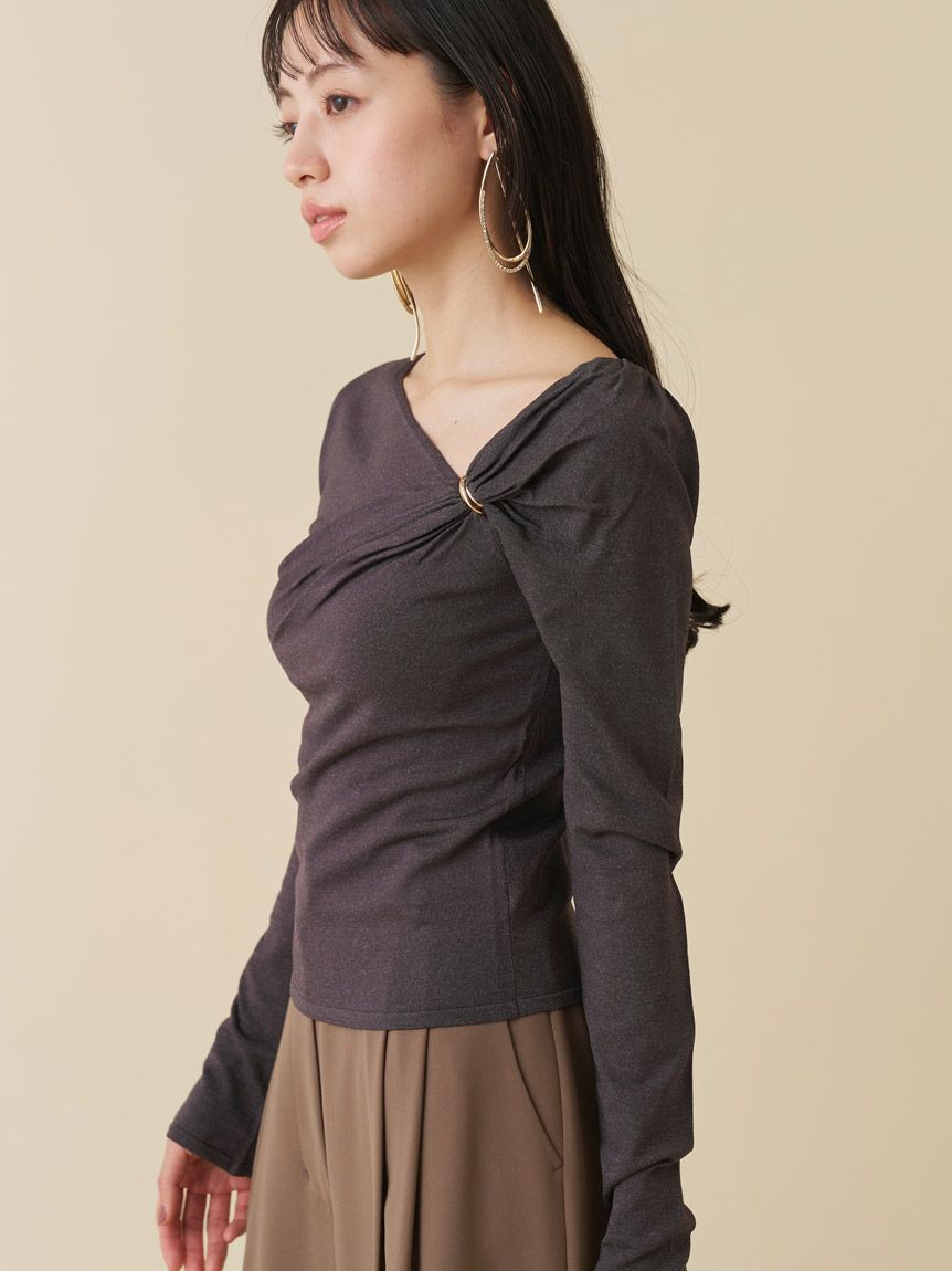 SNIDEL「デザインメタルドレープニットプルオーバー」|ニット・セーター|