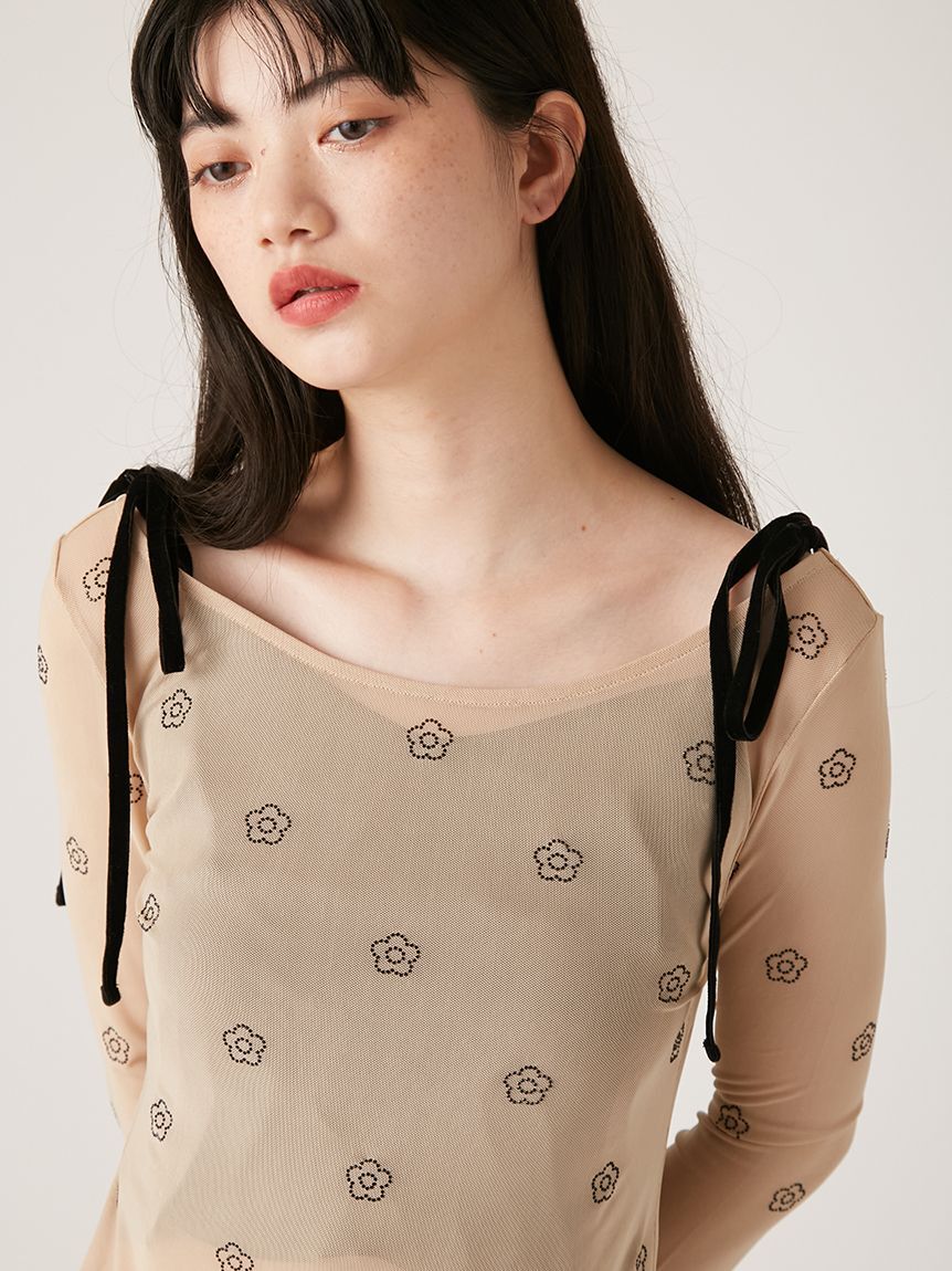 LILY BROWN「【LILY BROWN&times;MARY QUANT】デイジー柄シアーチュールトップス」|Tシャツ・カットソー|