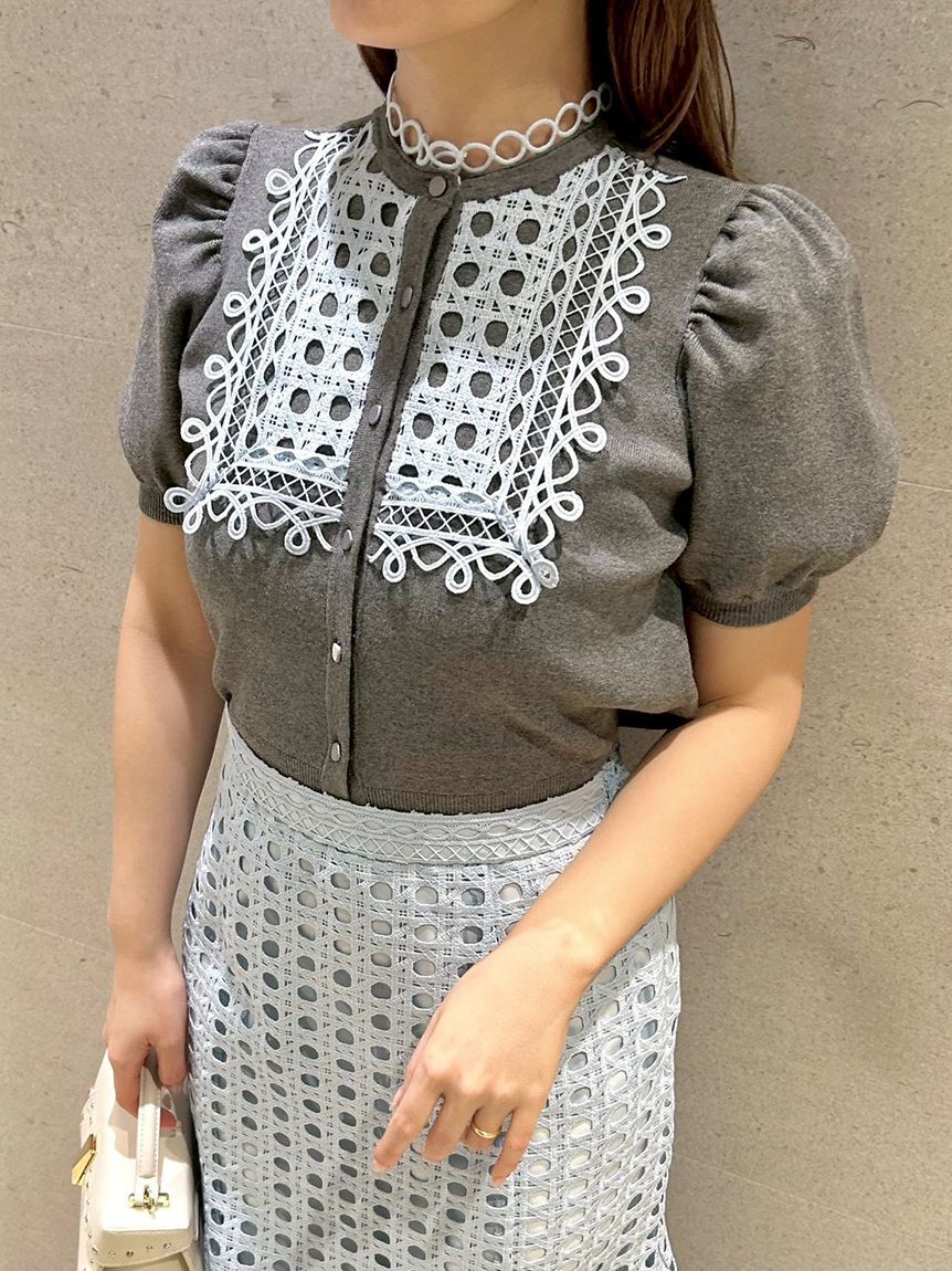 CELFORD「【洗える】【UVカット】ビブヨークレースカーディガン」|カーディガン|GRY