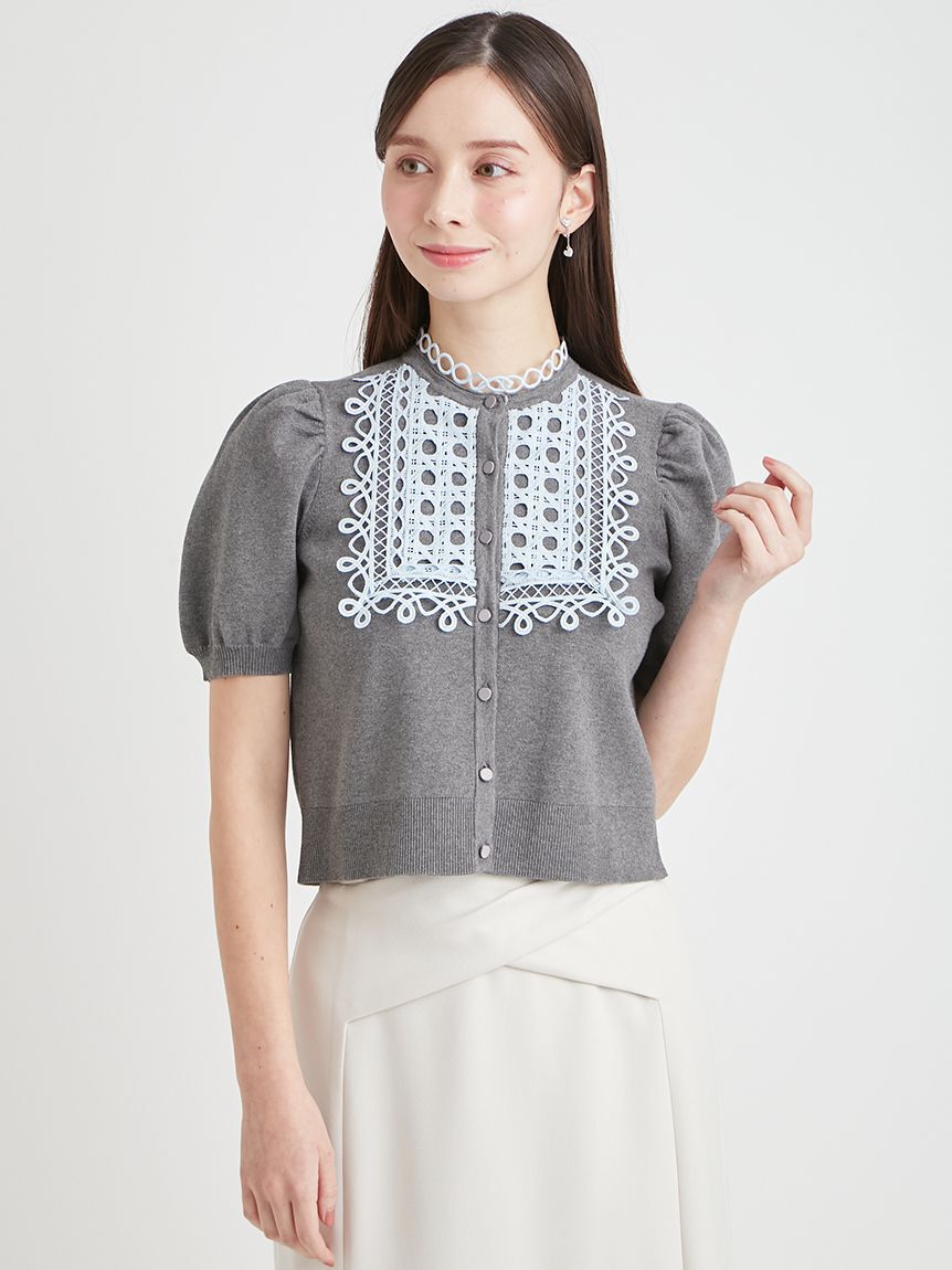 CELFORD「【洗える】【UVカット】ビブヨークレースカーディガン」|カーディガン|