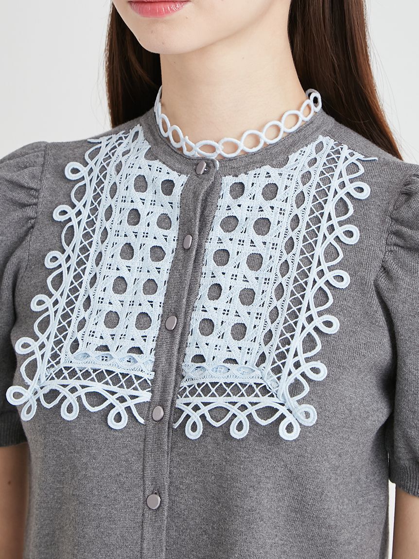 CELFORD「【洗える】【UVカット】ビブヨークレースカーディガン」|カーディガン|