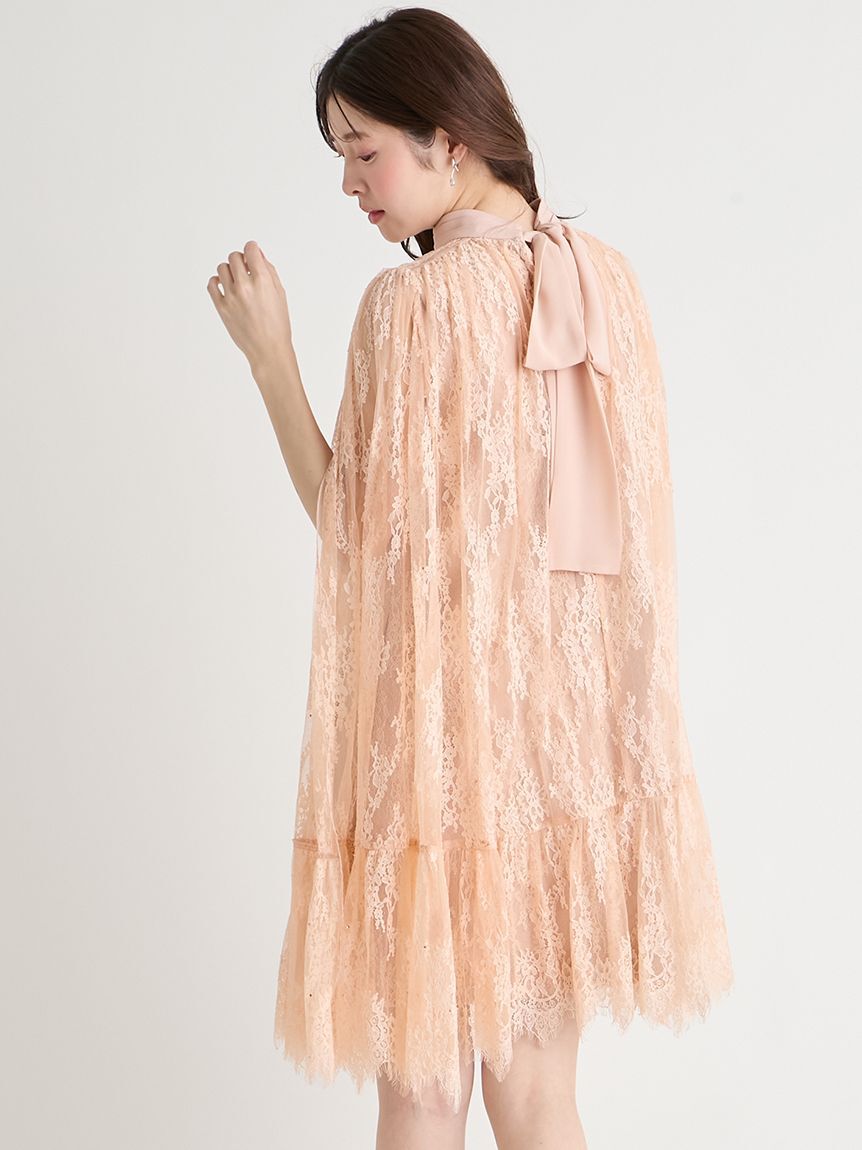CELFORD「バックリボンレースケープドレス」|ドレス|