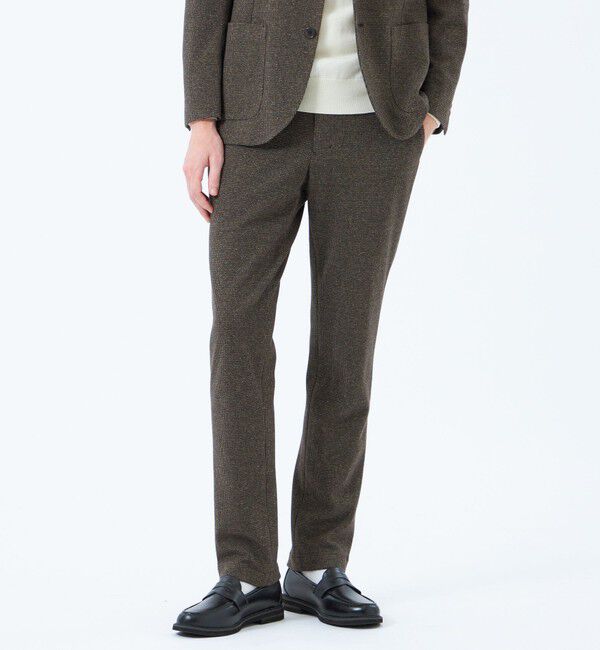 MACKINTOSH PHILOSOPHY「テーラードジャージー パンツ グレンチェック/千鳥」|スラックス|ダークブラウン