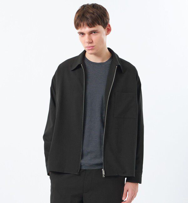 MACKINTOSH PHILOSOPHY「【予約販売】【WEEKENDER】 オーバーシャツハリントン ストライプ/ダンガリー」|ブルゾン・スタジャン|ブラック