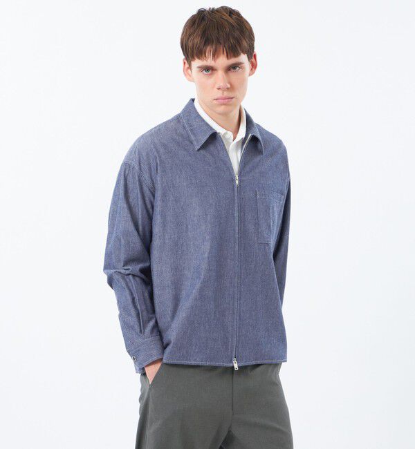 MACKINTOSH PHILOSOPHY「【予約販売】【WEEKENDER】 オーバーシャツハリントン ストライプ/ダンガリー」|ブルゾン・スタジャン|ブルー