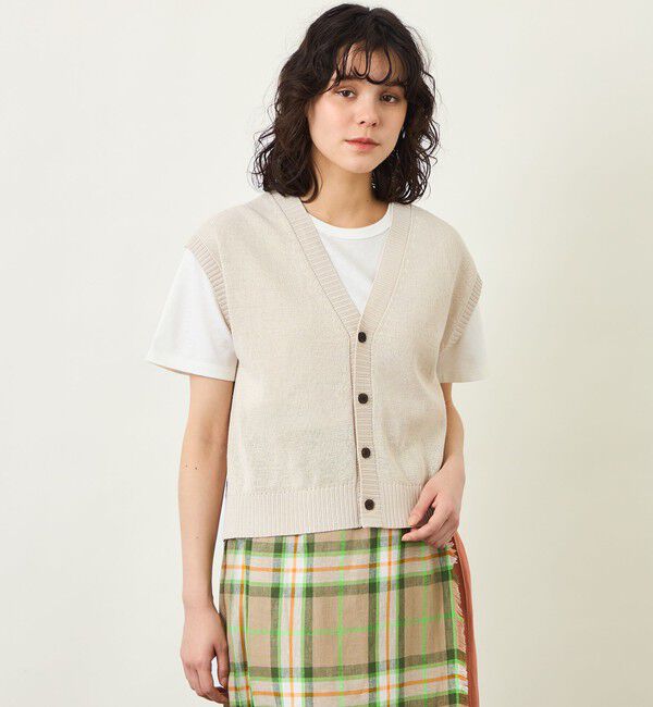 MACKINTOSH PHILOSOPHY「GREY LABEL ペーパーヤーンニットベスト」|ニット・セーター|ベージュ