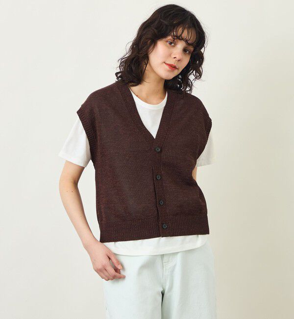 MACKINTOSH PHILOSOPHY「GREY LABEL ペーパーヤーンニットベスト」|ニット・セーター|キャメル