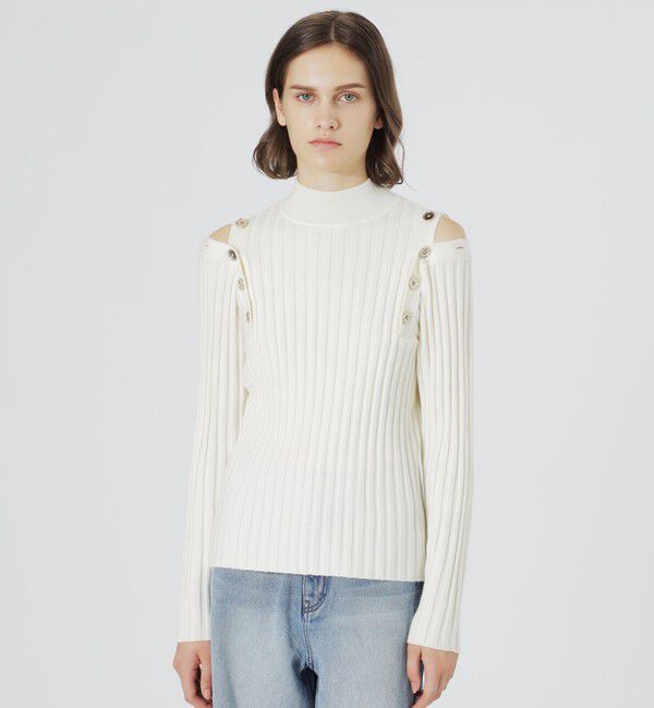  「ショルダーカットアウトプルオーバー」|ニット・セーター|ホワイト