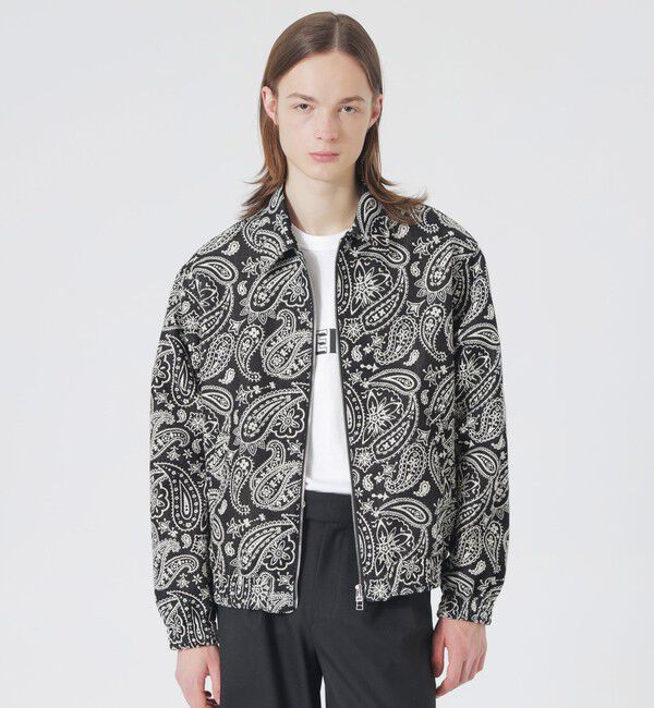  「ペイズリージャカードデニムブルゾン」|ブルゾン・スタジャン|ブラック