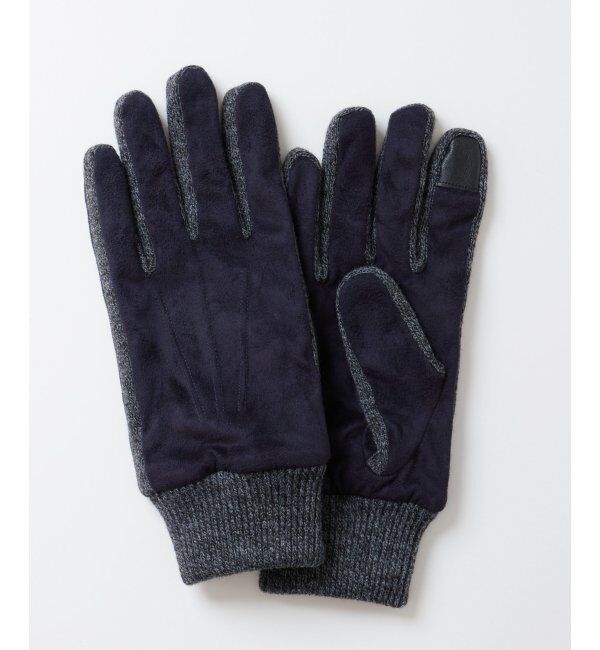 ikka「フェイクスエードクローブ」|手袋|ネイビー