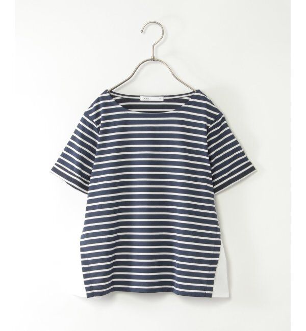 ikka kids「【親子おそろい】冷感サイド切り替えボーダープルオーバー（120~160cm）」|Tシャツ・カットソー|ネイビー