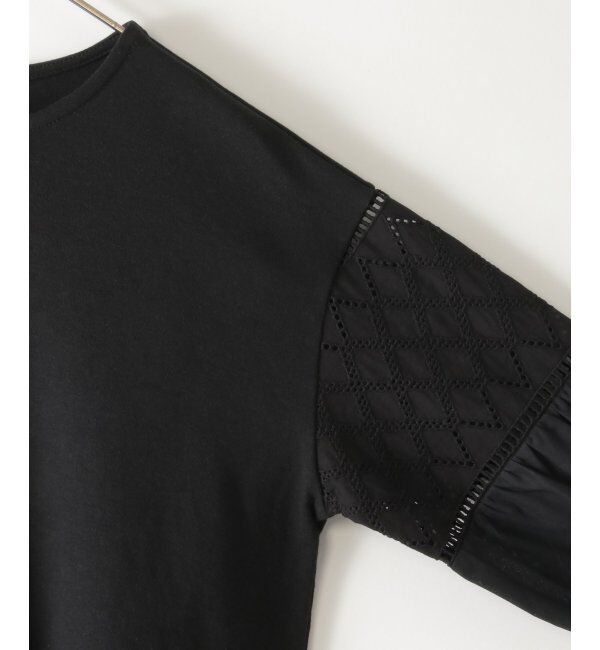 ikka kids「【親子おそろい】7分袖幾何学レース切り替えTシャツ（120~160cm）」|Tシャツ・カットソー|