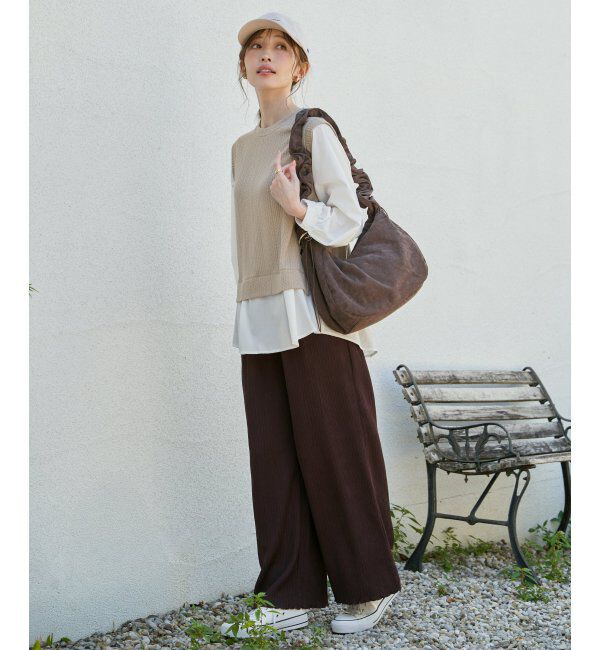 ikka「ジャガードプリーツワイドパンツ」|その他|