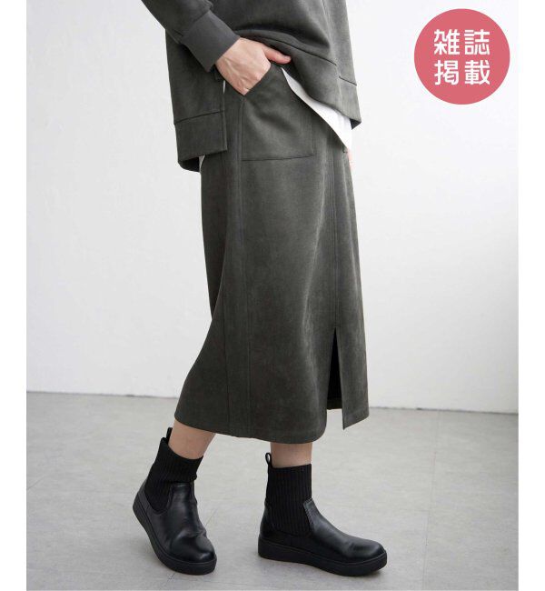ikka「フェイクスエードスカート」|スカート|チャコール