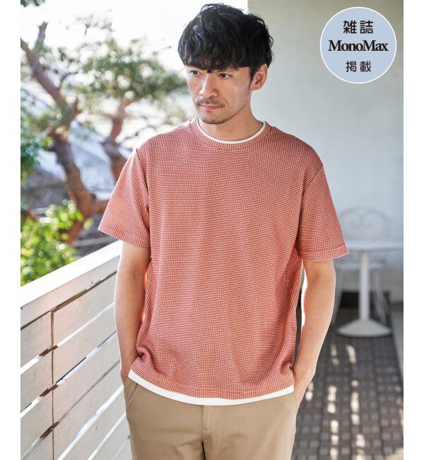 ikka「【雑誌MonoMax5月号掲載】冷感ドライワッフルフェイクT「小泉孝太郎さん着用モデル」」|Tシャツ・カットソー|オレンジ