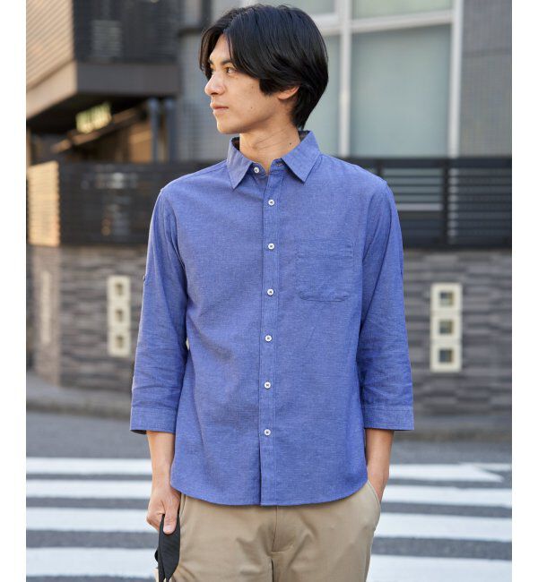 ikka「【雑誌MonoMax5月号掲載】フレンチリネンMIX袖2WAYシャツ【接触冷感】「小泉孝太郎さん着用モデル」」|シャツ・ブラウス|