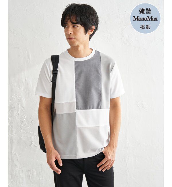 ikka「【雑誌MonoMax5月号掲載】ブロックス冷感切り替えTシャツ「小泉孝太郎さん着用モデル」」|Tシャツ・カットソー|ホワイト