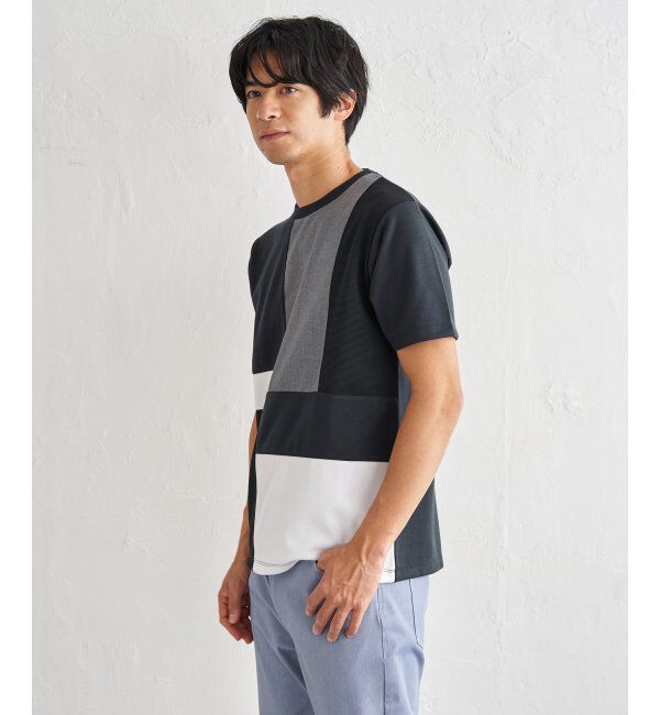 ikka「【雑誌MonoMax5月号掲載】ブロックス冷感切り替えTシャツ「小泉孝太郎さん着用モデル」」|Tシャツ・カットソー|