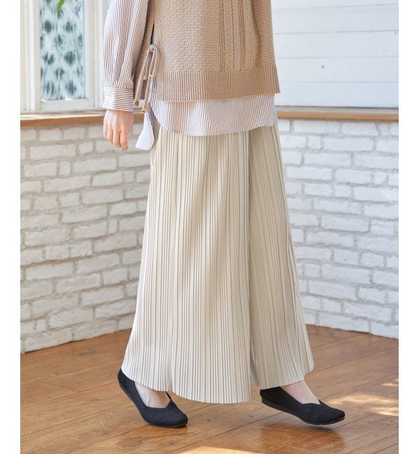 ikka「【雑誌InRed4月号掲載】カットプリーツワイドパンツ【親子コーデ】」|キュロット|