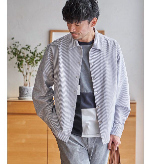 ikka「【雑誌MonoMax5月号掲載】イージケアサッカースナップシャウター「小泉孝太郎さん着用モデル」」|シャツ・ブラウス|