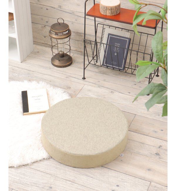 Lbc with Life「ラウンド スラブ&パイルシートクッション H8cm」|クッション・クッションカバー|ベージュ