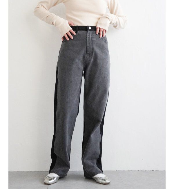 VENCE share style「センター切り替えワイドデニムパンツ」|デニム|