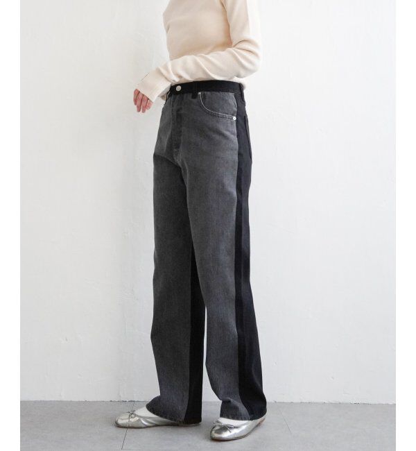 VENCE share style「センター切り替えワイドデニムパンツ」|デニム|