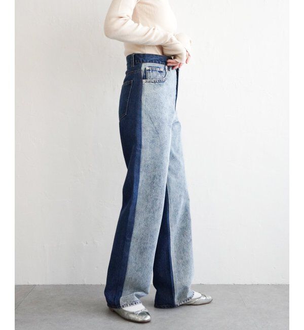 VENCE share style「センター切り替えワイドデニムパンツ」|デニム|