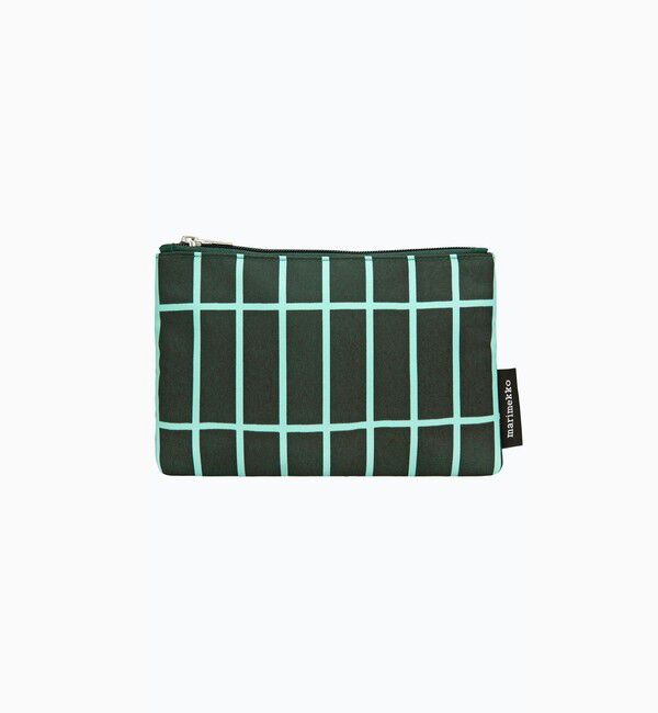 Marimekko「Tiiliskivi Kaika ポーチ」|ポーチ|ﾀﾞｰｸｸﾞﾘｰﾝ&times;ﾗｲﾄﾌﾞﾙｰ