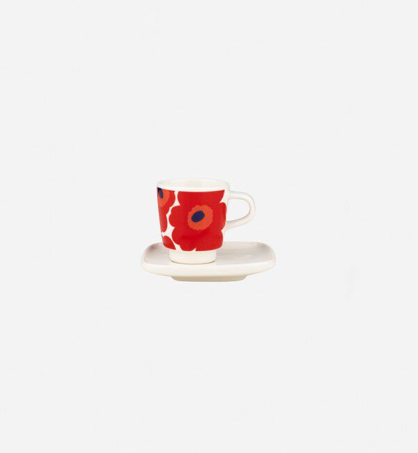 Marimekko「Unikko エスプレッソカップ 50ml ＆ プレート 10&times;10cm」|その他|ホワイト&times;レッド