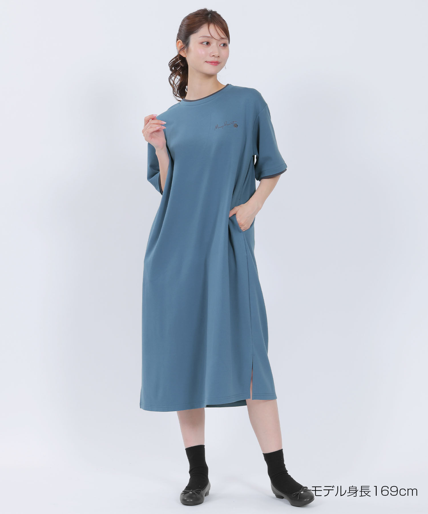 MARY QUANT「フェイクレイヤード ワンピース」|ワンピース|ブルー