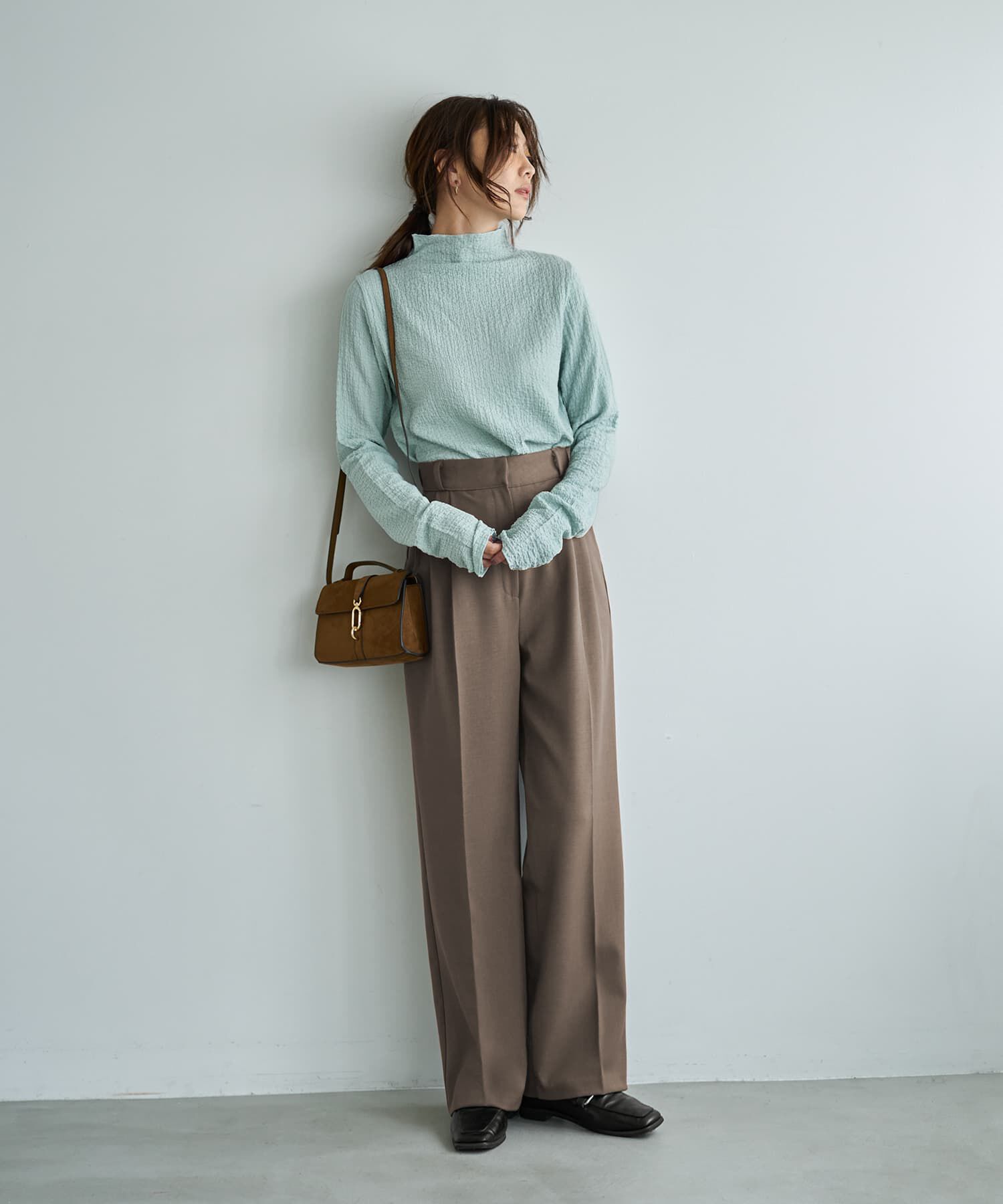 STYLE DELI「バブルシャーリングボトルネックトップス」|Tシャツ・カットソー|