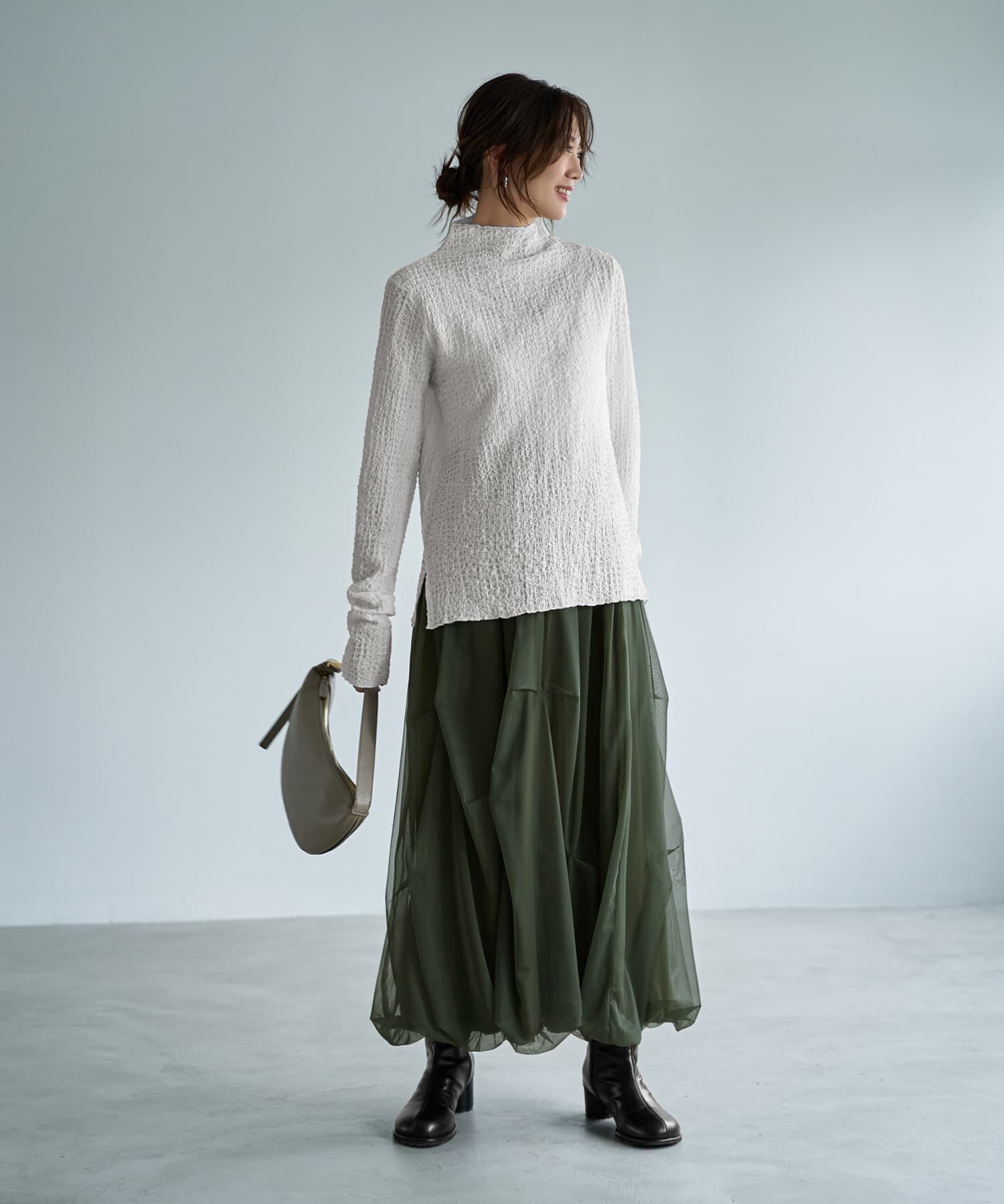 STYLE DELI「バブルシャーリングボトルネックトップス」|Tシャツ・カットソー|