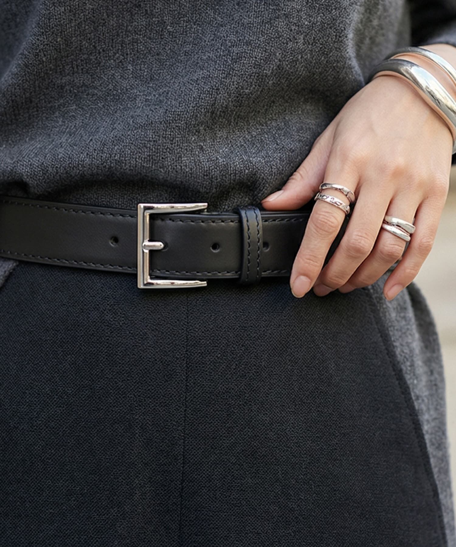 STYLE DELI「【DELI by】スクエアバックルリアルレザーベルト」|ベルト|ブラック