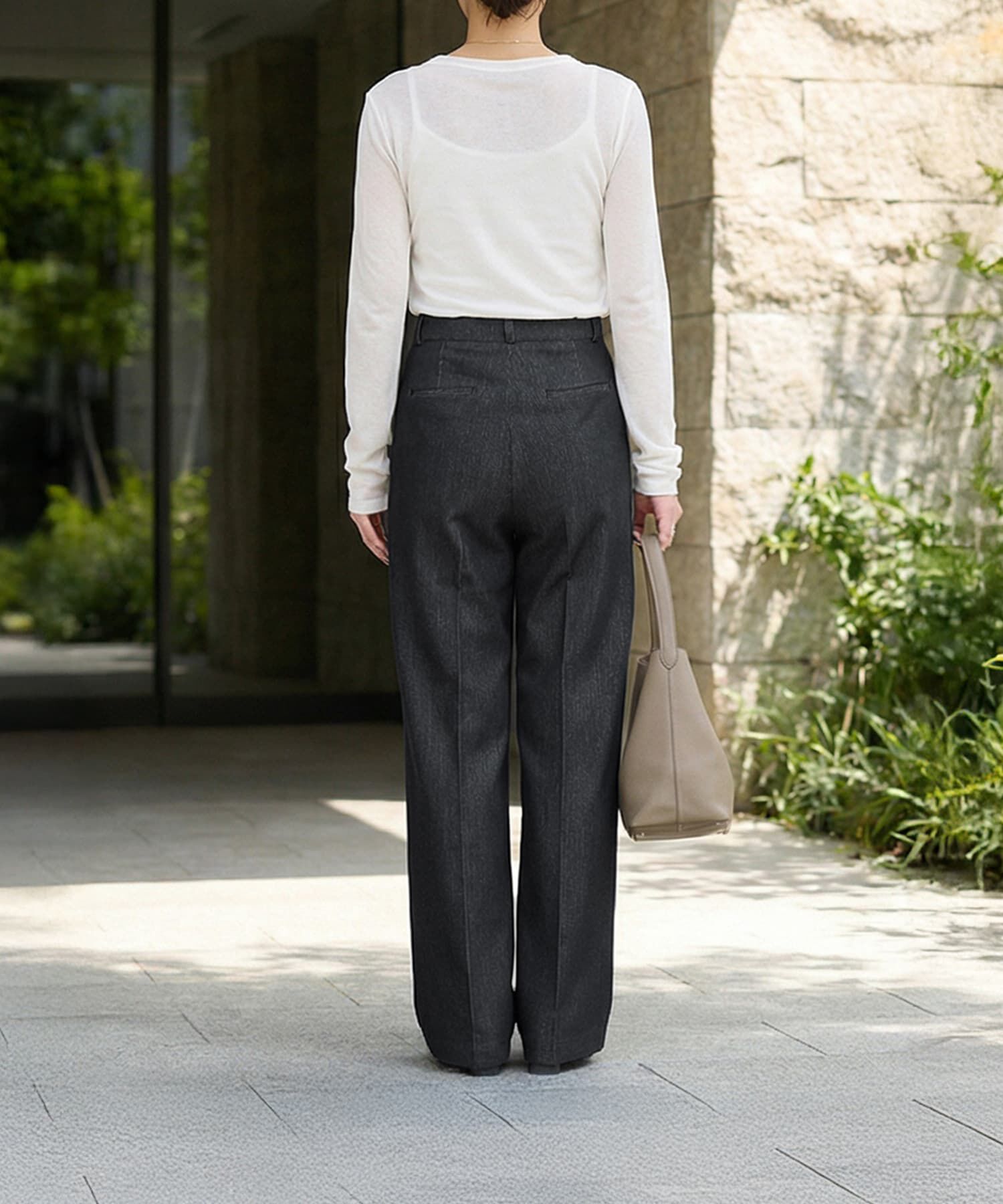 STYLE DELI「デニム風センターラインストレートパンツ」|デニム|