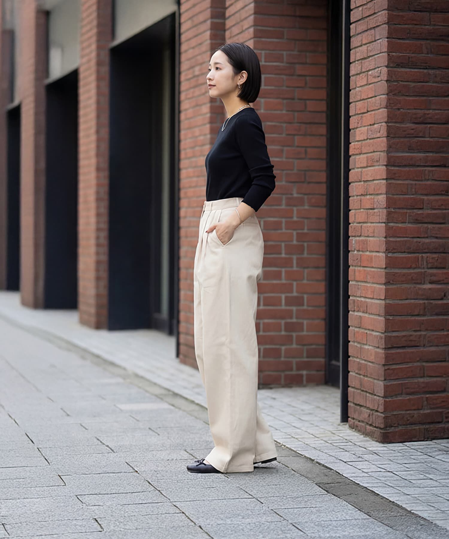 STYLE DELI「デニムライクコットンワイドパンツ」|デニム|