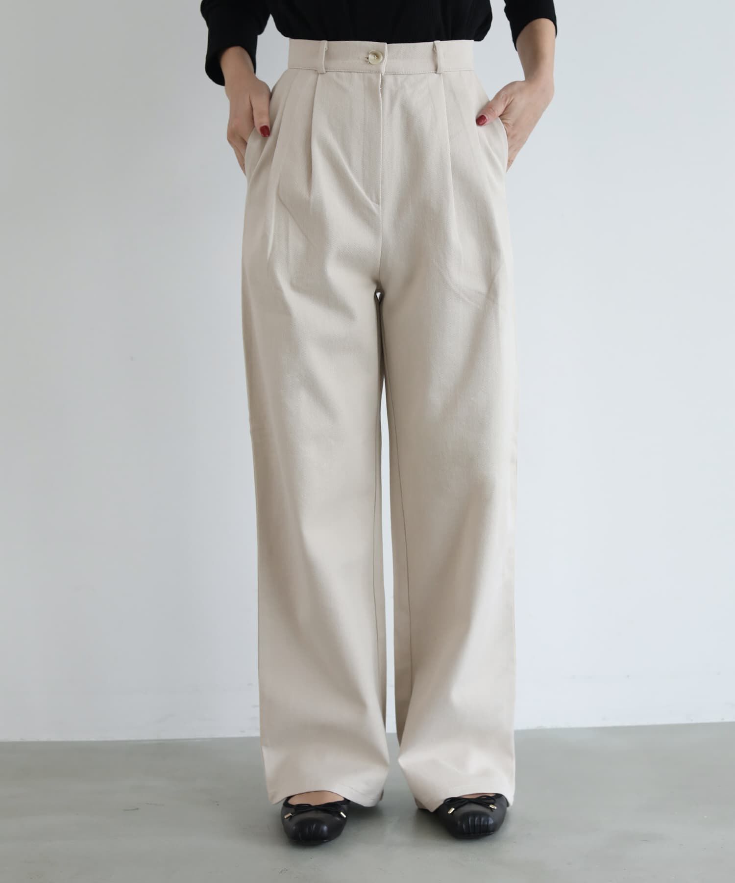 STYLE DELI「デニムライクコットンワイドパンツ」|デニム|