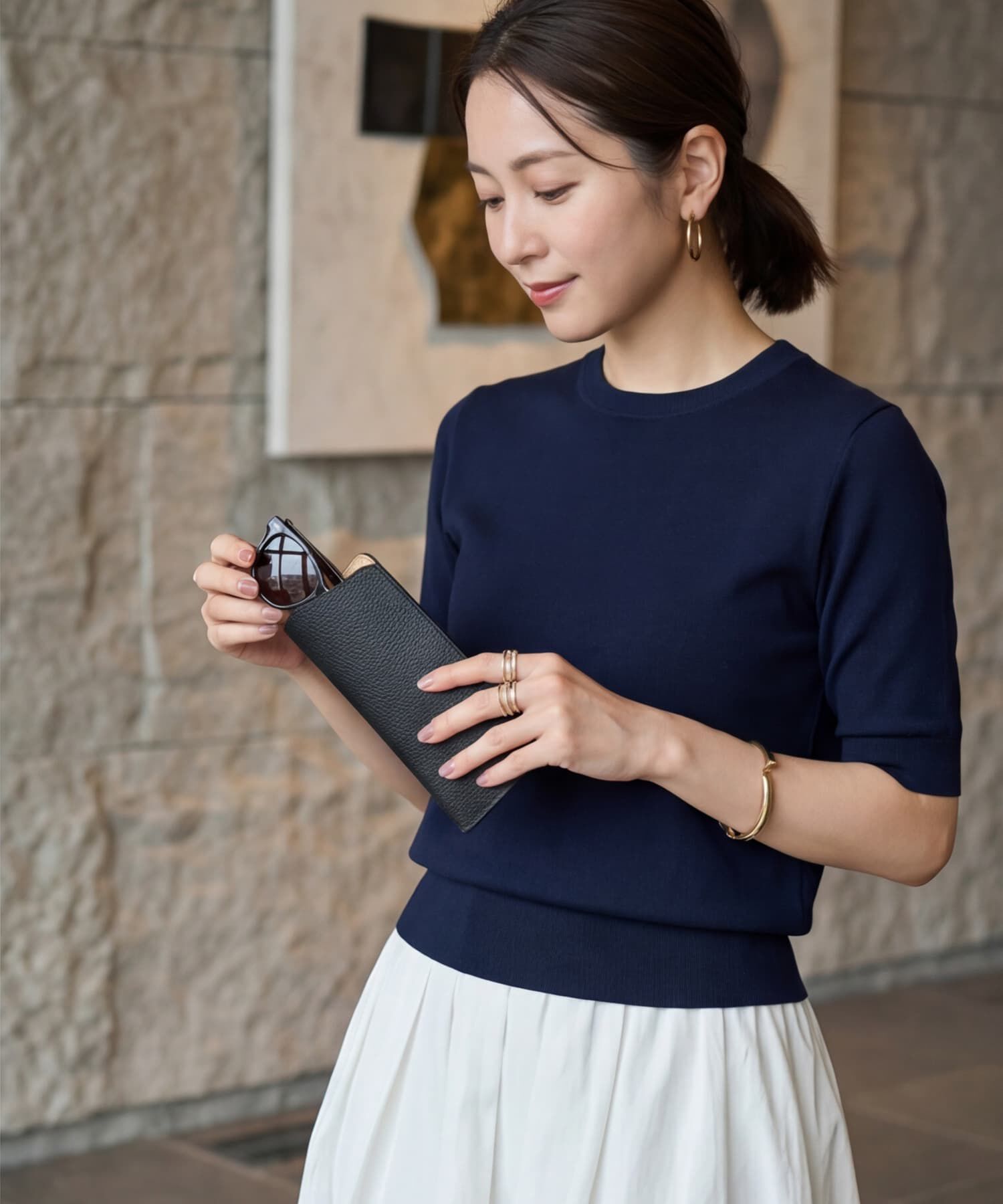 STYLE DELI「【DELI by】スリムレザーアイウェアスリーブ」|サングラス|ブラック