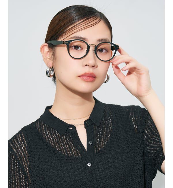  「ボストン型 メガネ | 中顔面短縮みえメガネ レザー調 ラバーテンプル 伊達メガネ CLASSIC レンズ交換券付」|メガネ|濃グリーン