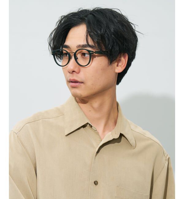  「ボストン型 メガネ | 中顔面短縮みえメガネ レザー調 ラバーテンプル 伊達メガネ CLASSIC レンズ交換券付」|メガネ|