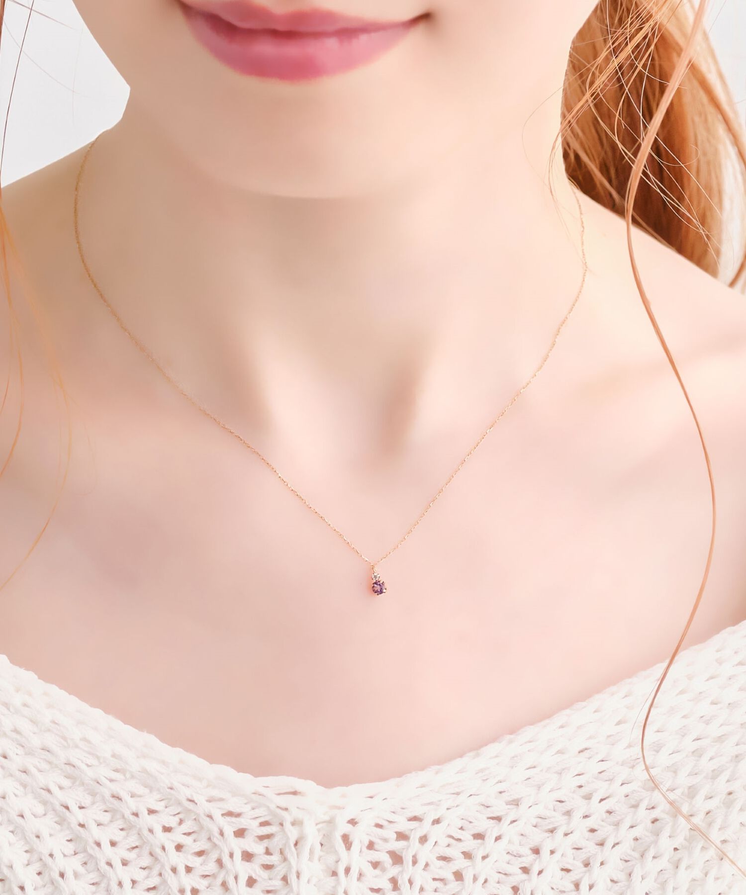 Phoebe「【K10】ジュエルラックネックレス　アメジスト/BOX付き/全長:40cm」|ネックレス|