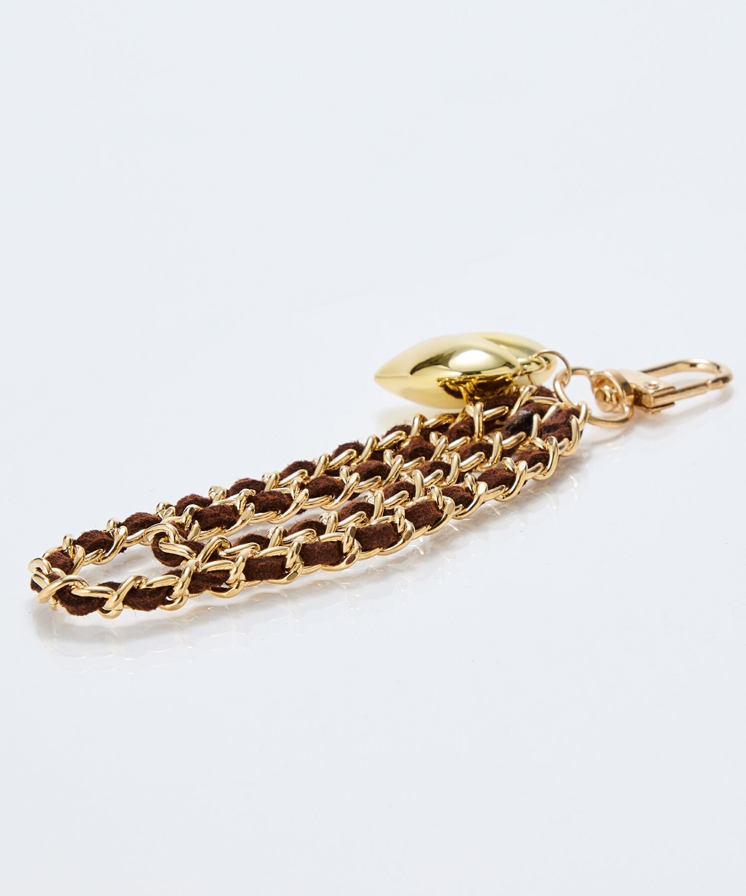 Phoebe「スウェードチェーンハートバッグチャーム　ブラウン　ゴールド」|チャーム・キーホルダー|