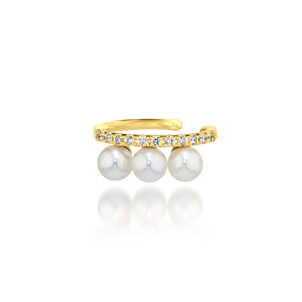 STAR JEWELRY「DIAMOND & BABY AKOYA EAR CUFF」|イヤーカフ|イエローゴールド